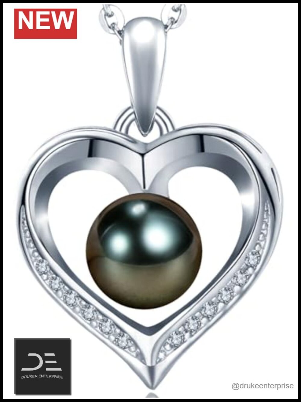 Tahitian Black Pearl Necklace 925 Sterling Silver Women Gift